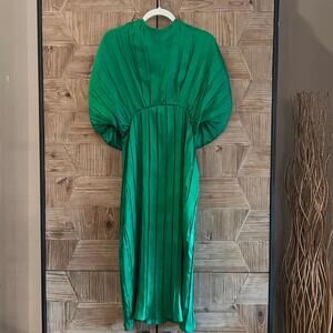 Zara Women's Blogger Limited Edition Dress Green Size Small Pleated Style